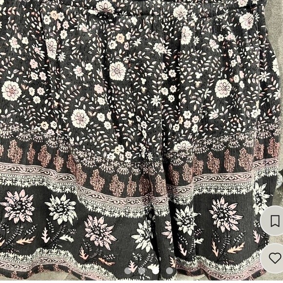 American Eagle Romper Ditsy Floral Romper Women’s Size XS Boho black pink - Picture 3 of 4